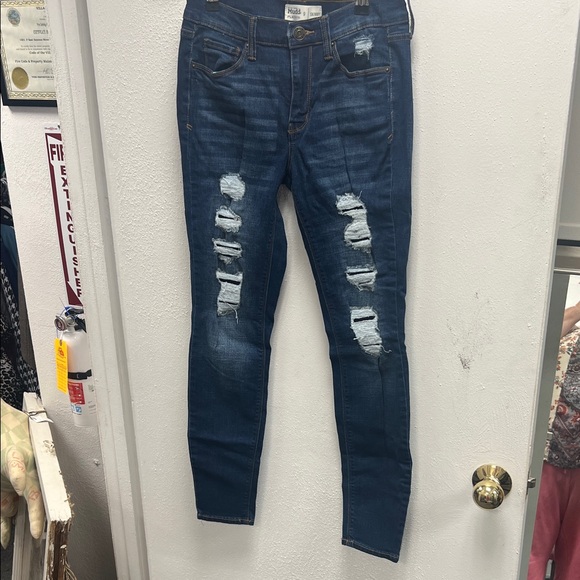 Mudd Dark Blue Distressed Skinny Jeans - Picture 1 of 6